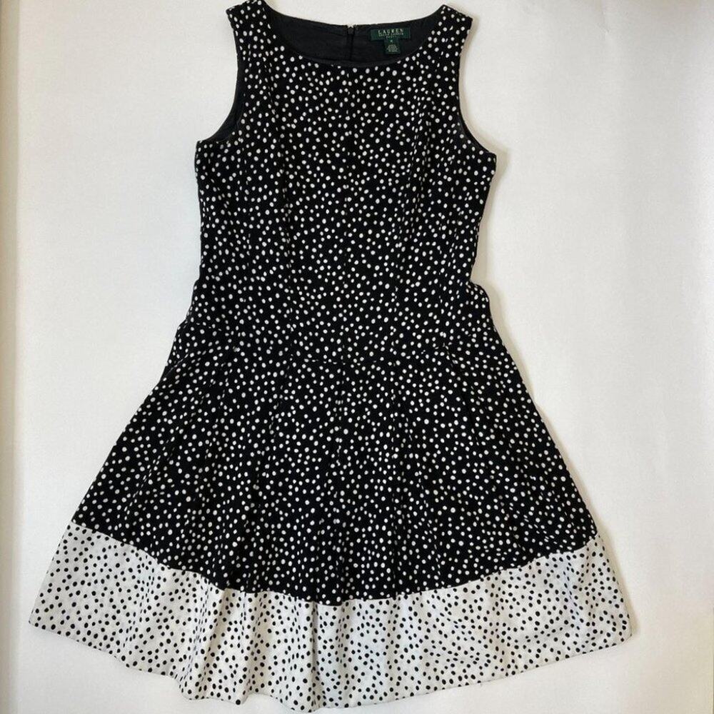 Lauren Ralph Lauren Colorblock Dot Print Sleeveless SZ 10